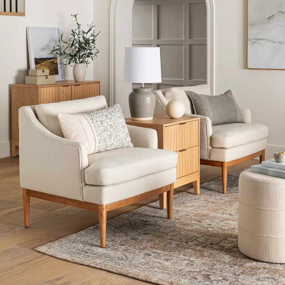 Thousand Oaks Wood Scalloped End Table with Drawers Natural - Image 3