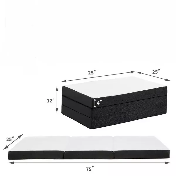Three-fold memory foam mattress, washable cover, anti-slip base, white - Image 3