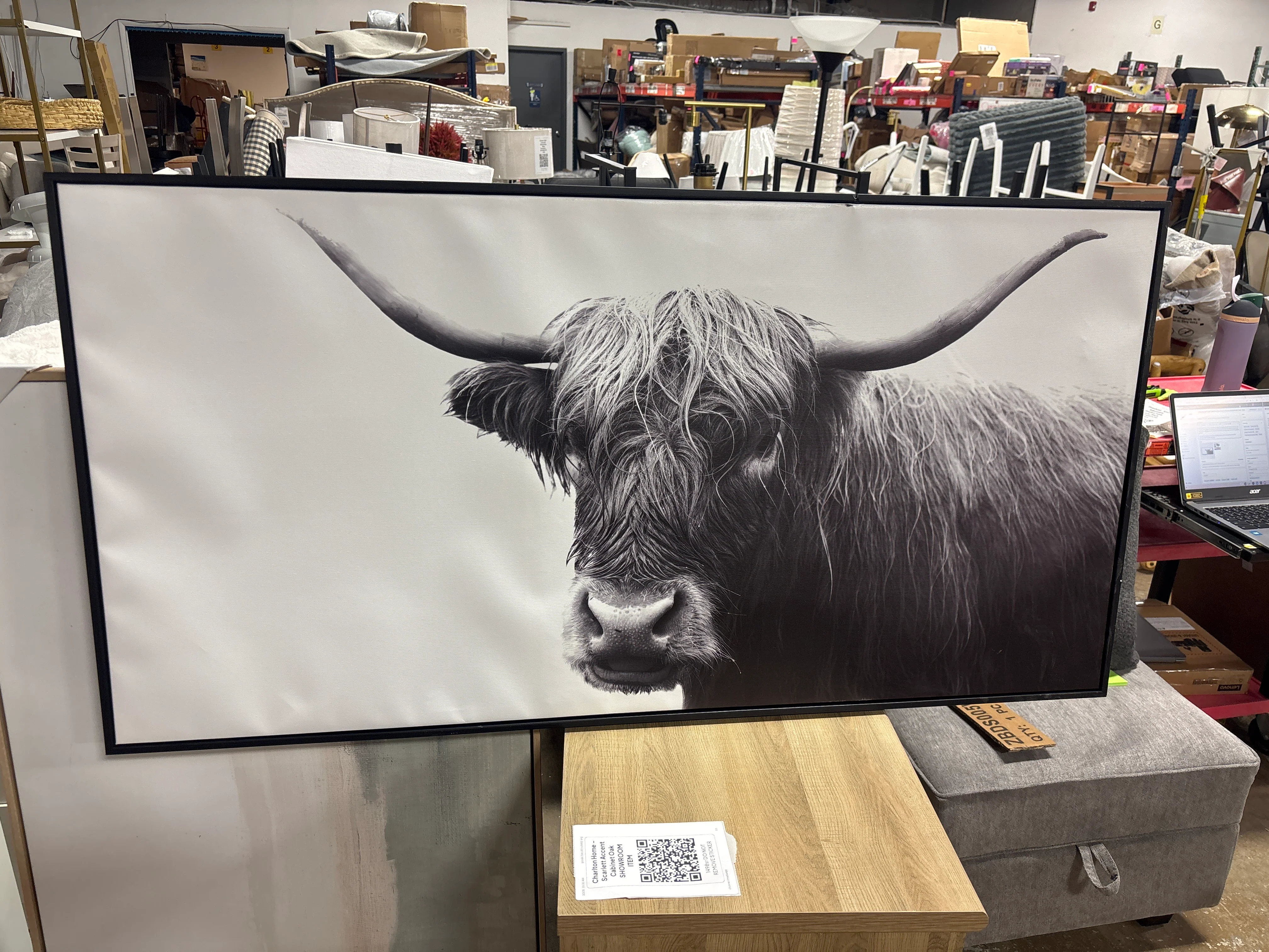 47" x 24" Highland Cow Framed Canvas SHOWROOM ITEM - Image 3