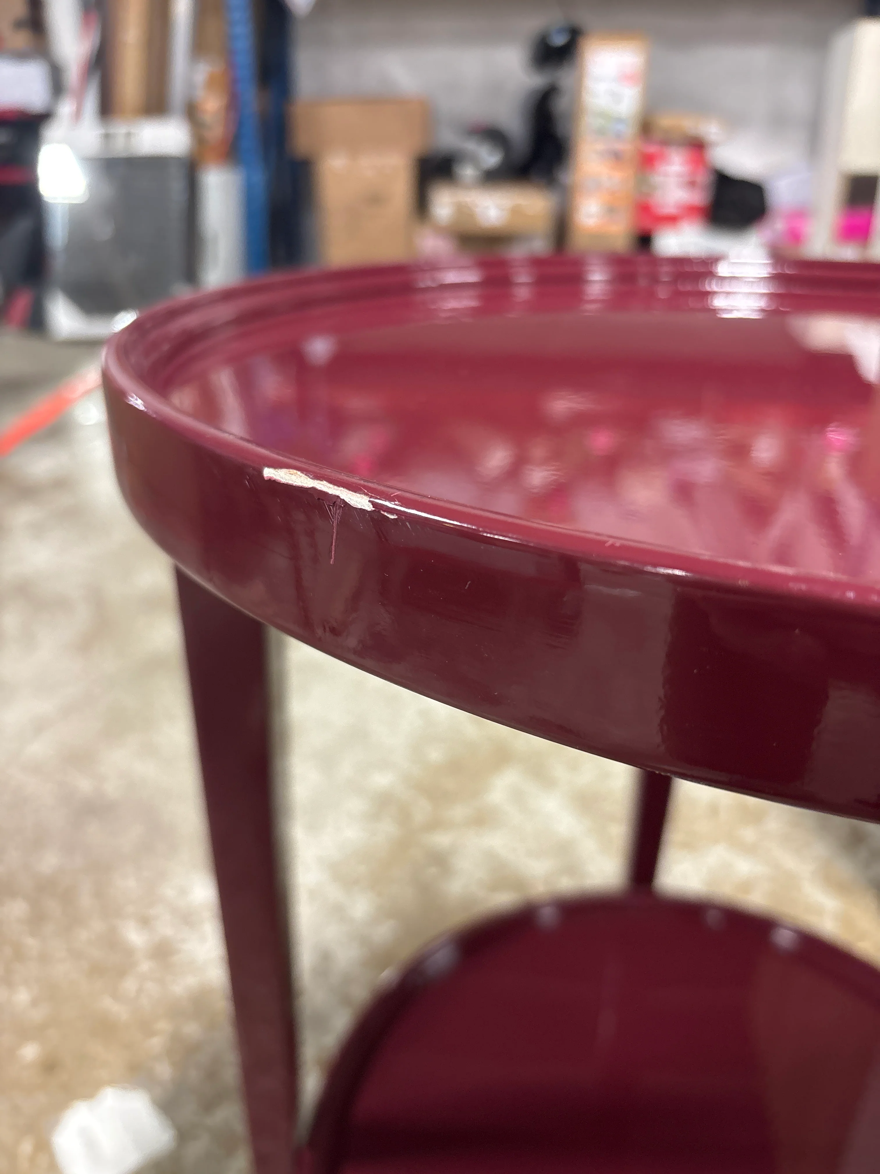 Threshold - Accent Table Wood Round Lacquer Finish Dark Red SHOWROOM ITEM - Image 4
