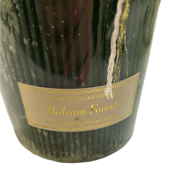 Threshold Green Balsam Forest 7x4 in Ribbed Pillar Candle New, final cut - Image 2