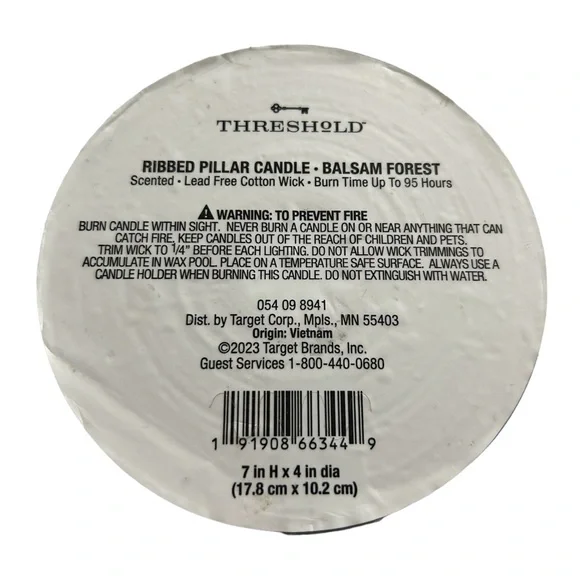 Threshold Green Balsam Forest 7x4 in Ribbed Pillar Candle New, final cut - Image 3