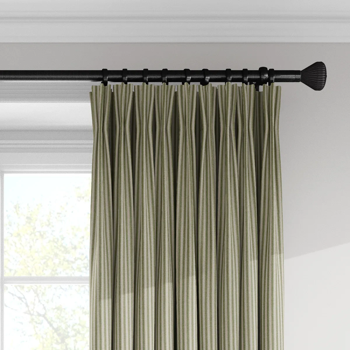 Ticking Stripe 100% Cotton Striped Room Darkening Pinch Pleat Single Curtain Panel - Image 3
