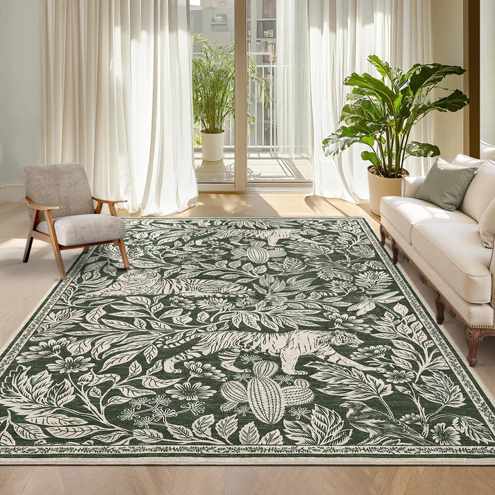 Tiger Area Rug Modern Washable Throw Rug 5x7 - Image 4