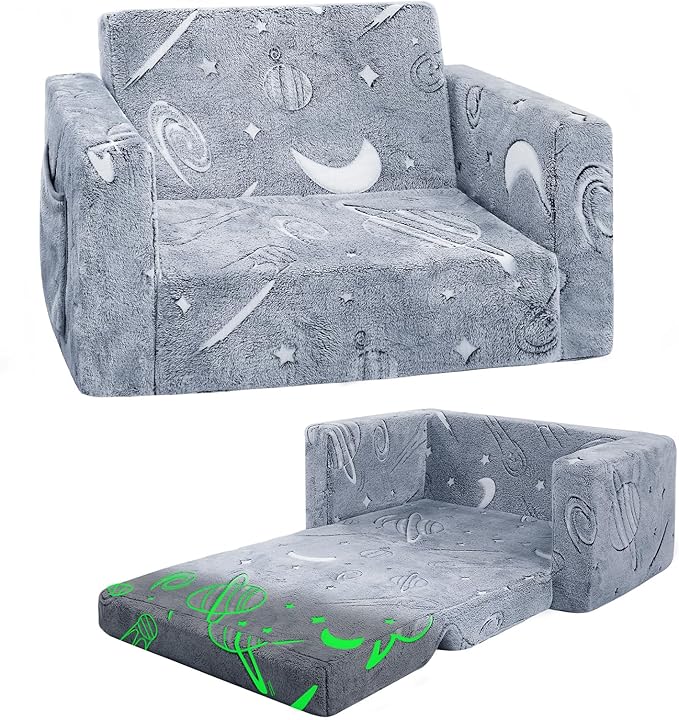 2-in-1 Soft Toddler Couch Fold Out for Kids