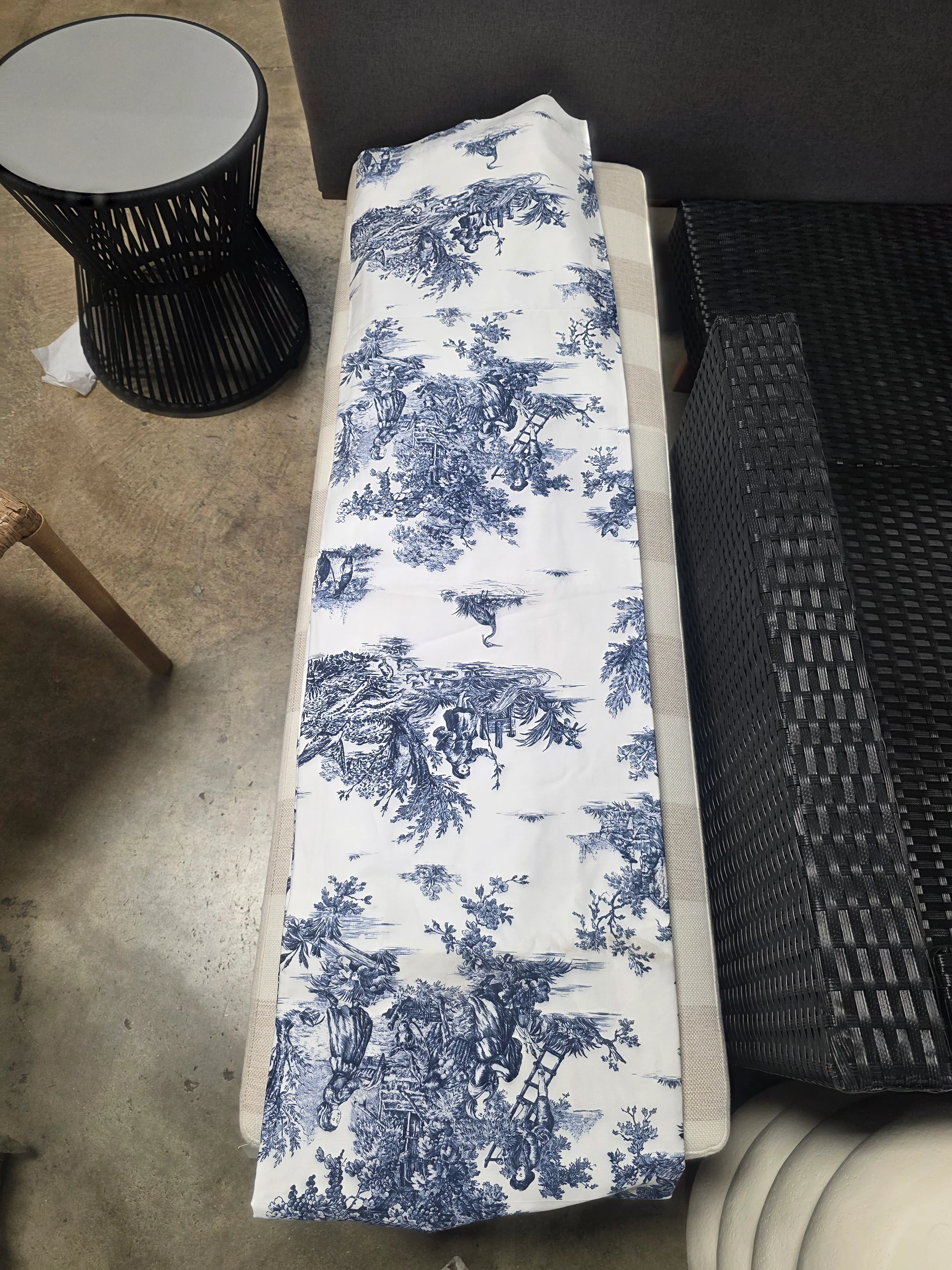 Toile De Jouy Cotton Toile Room Darkening Pinch Pleat Single Curtain Panel - Image 4