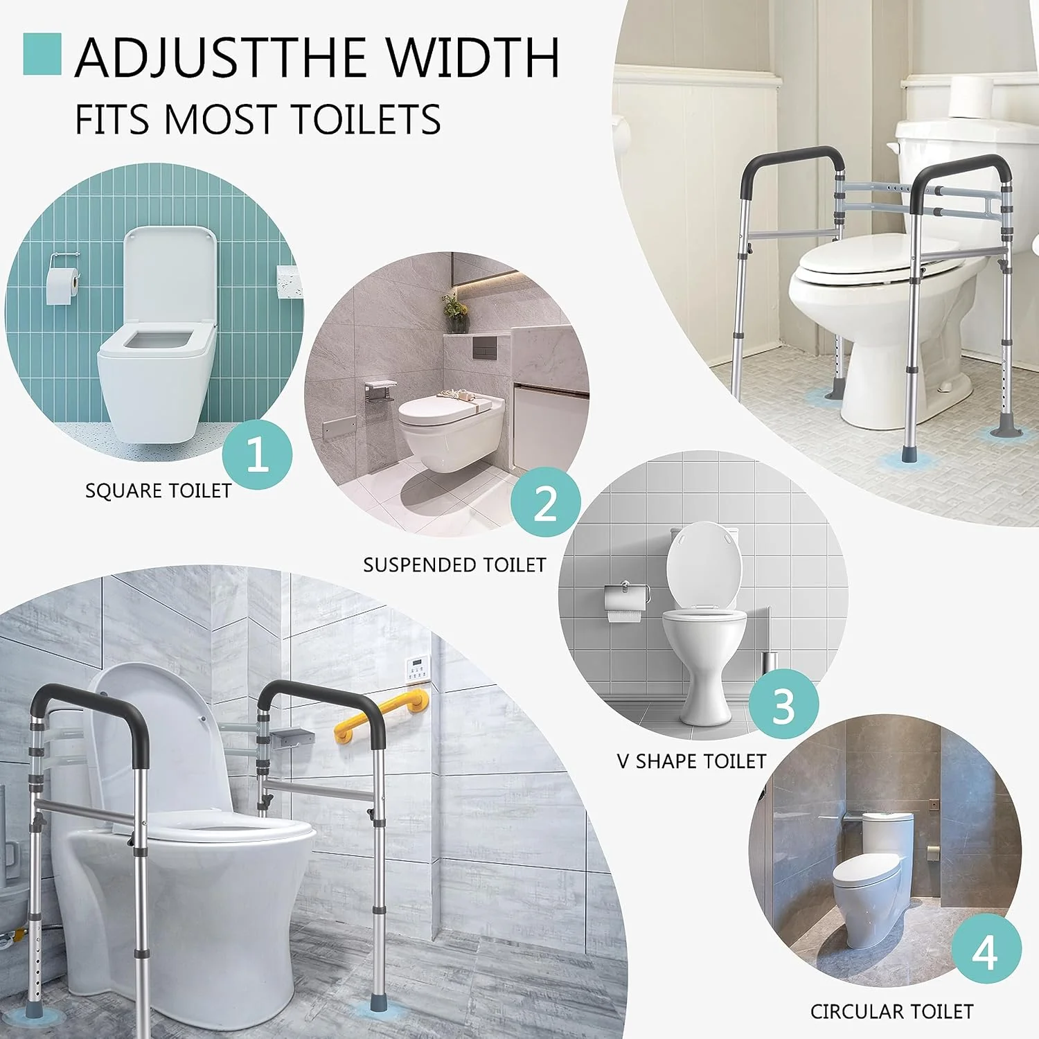 Toilet Safety Rails, Adjustable Toilet Frame - Image 2