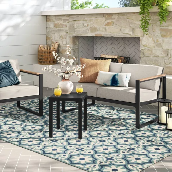 Tonal Tile Outdoor Area Rug 7"x10" - Image 4