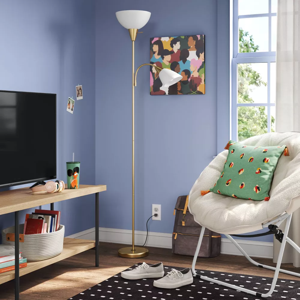 Torchiere with Task Light Floor Lamp