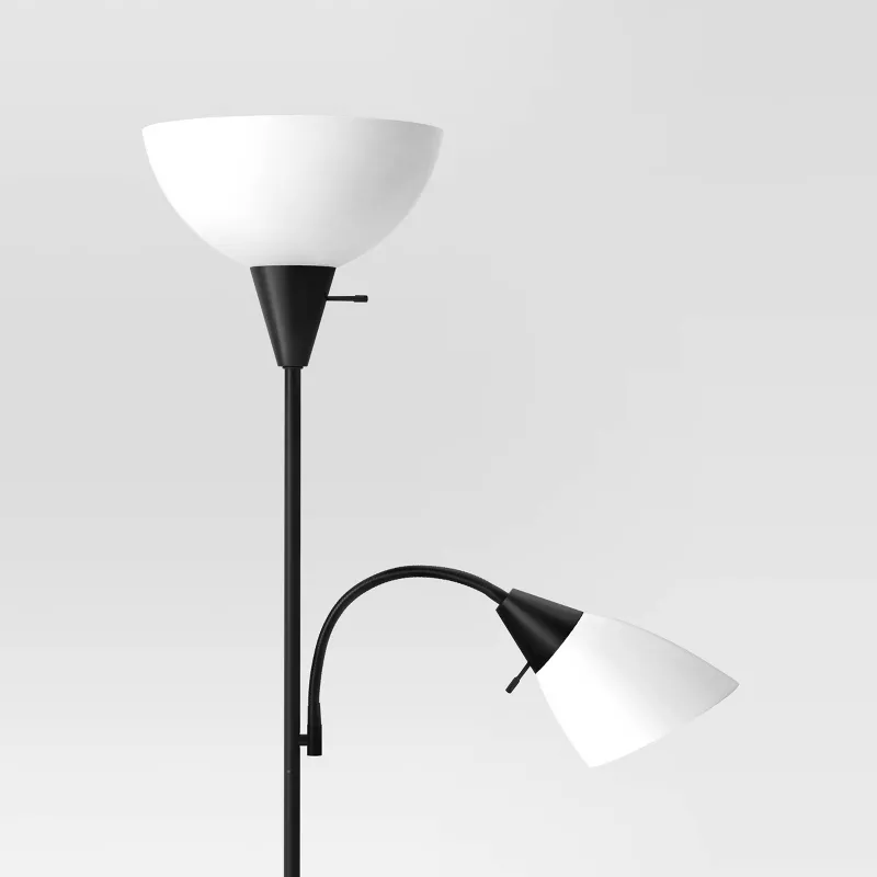 Torchiere with Task Light Floor Lamp Black - Image 5