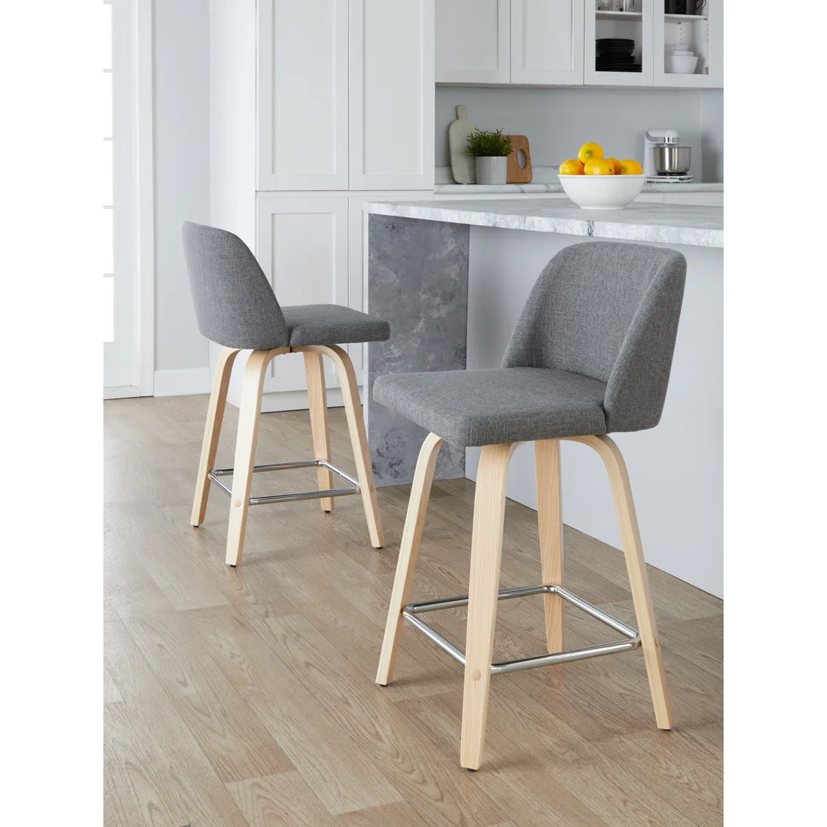 Set of 2 Toriano Swivel Upholstered Counter Stool 2-BOXES - Image 3