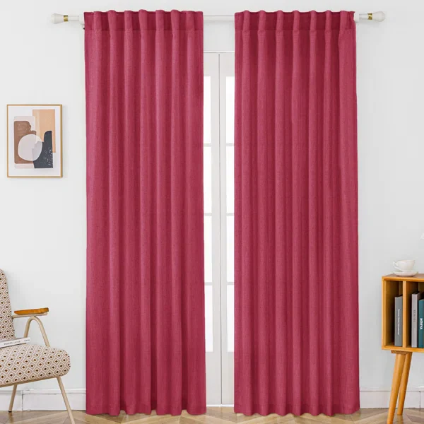 Toyoko Linen Blended Semi-Sheer Back Tab Curtain Pair (Set of 2)