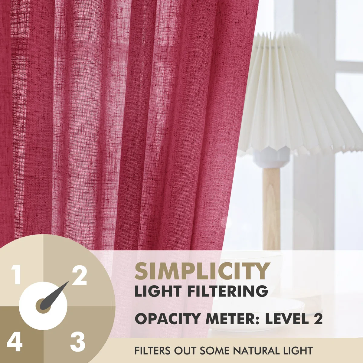Toyoko Linen Blended Semi-Sheer Back Tab Curtain Pair (Set of 2) - Image 2