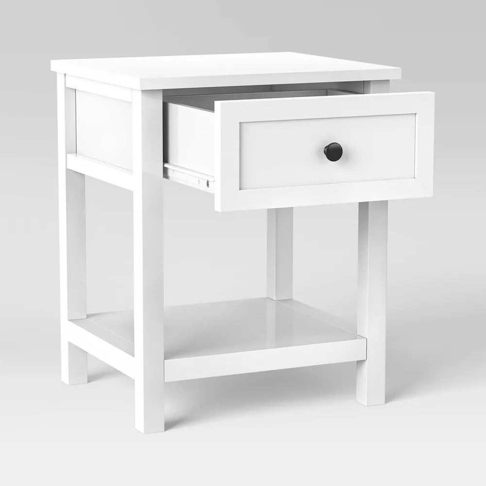 Traditional Side Table with Storage Drawer Classic White - Image 3