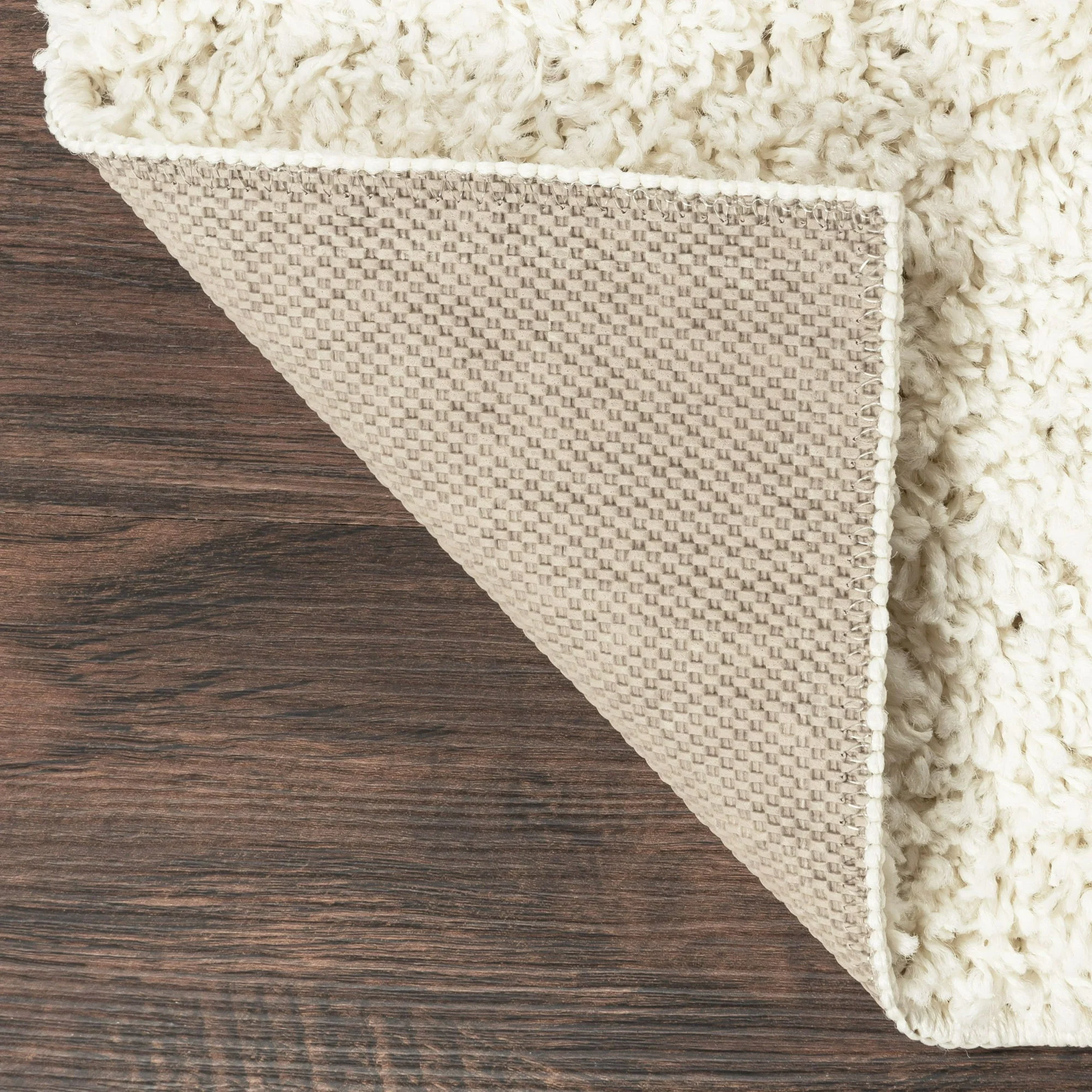 Traditional Solid Ivory Shag Indoor Area Rug, 5' x 7', - Image 5