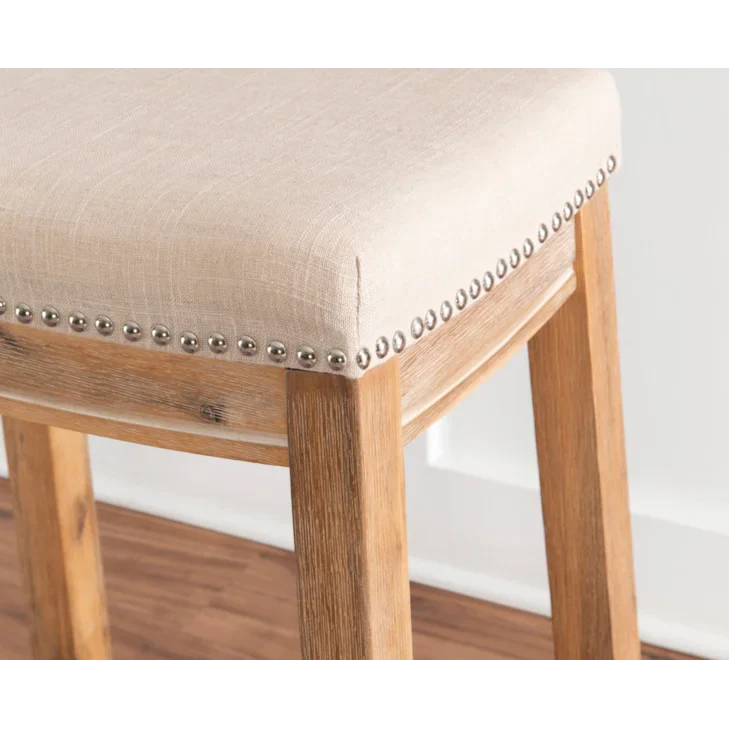 Transitional Upholstered Counter Stool with Nail-Head Trim - Image 2