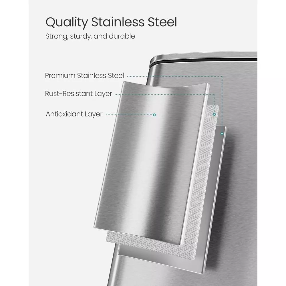 Stainless Steel Kitchen Garbage Can Metallic Silver - Image 2