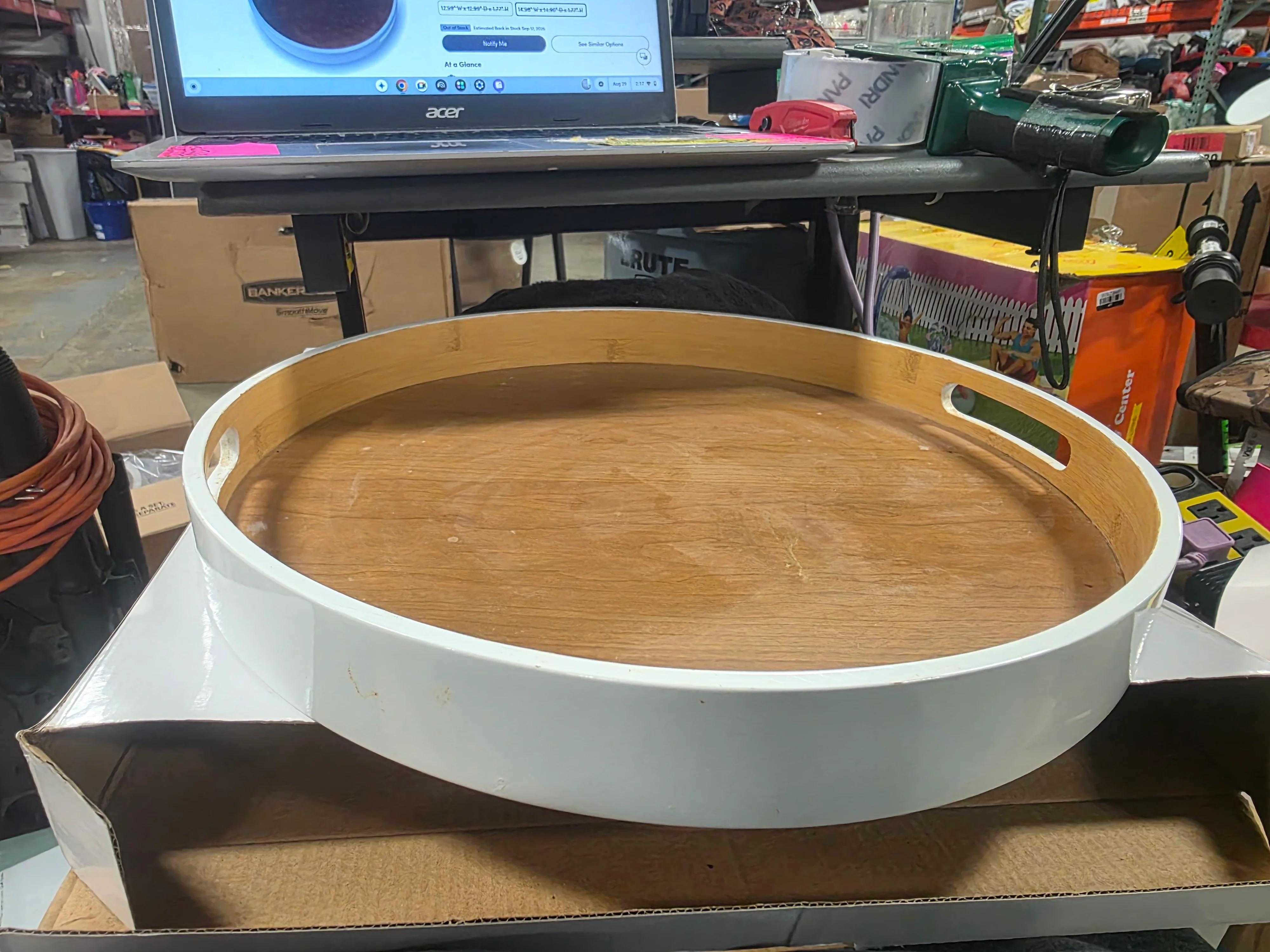 Lacquered Wood Round Tray - Image 4