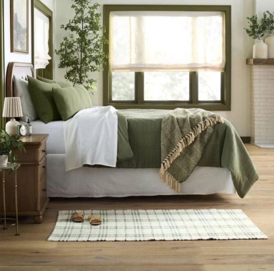 Trellis Pattern Lumbar Bed Pillow Sage Green - Image 5
