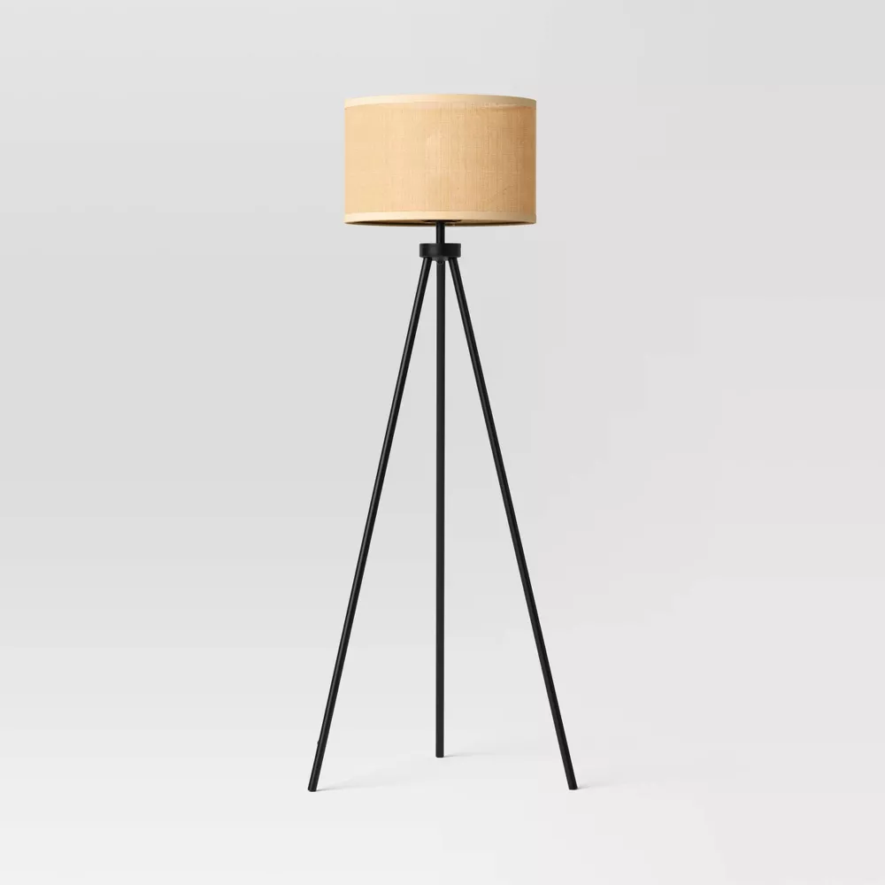 Tripod Floor Lamp with Shade Black