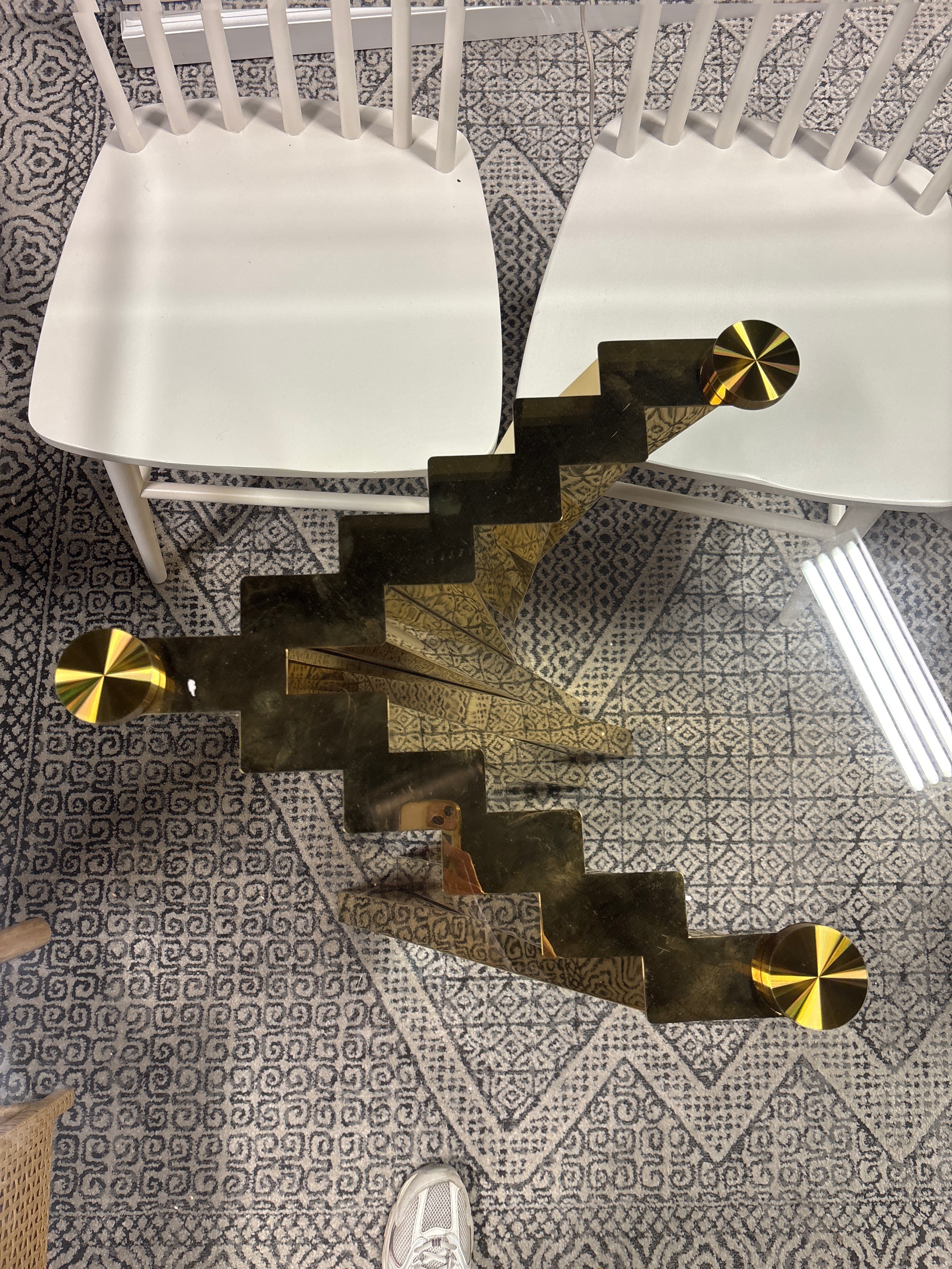 Trona Glass Top Metal Base Dining Table - Gold SHOWROOM ITEM - Image 5
