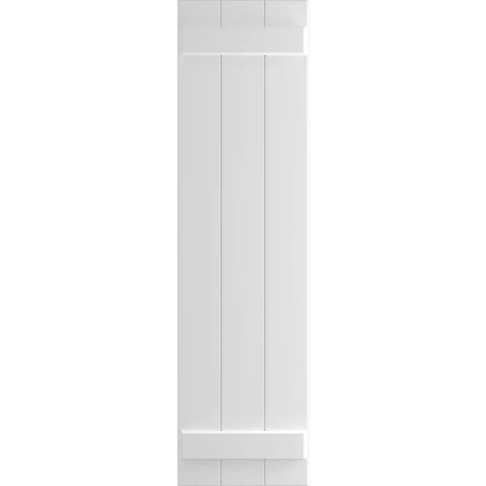True Fit PVC Three Board Joined Board-n-Batten Shutters (Set of 2)