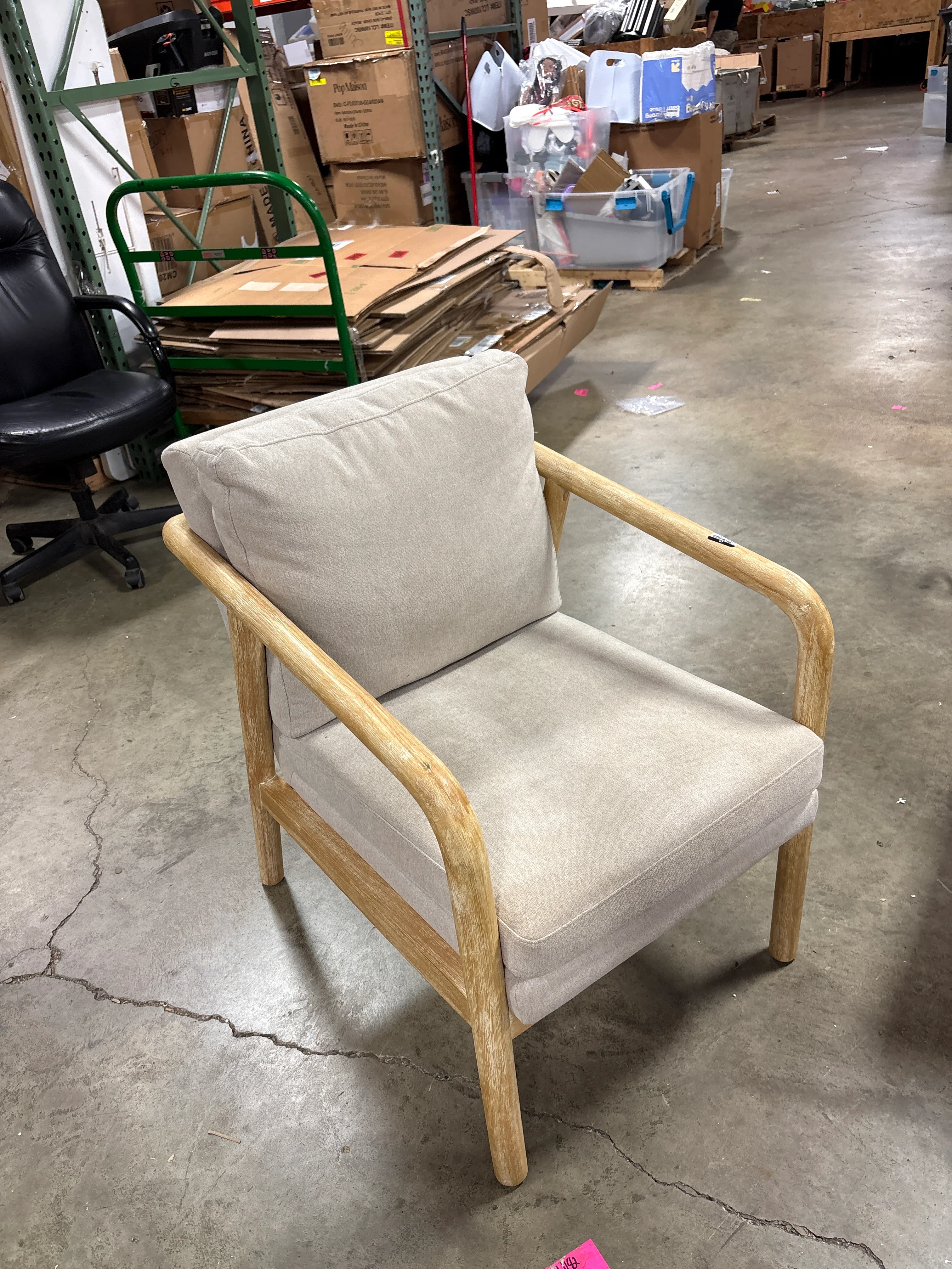 Tufeld Wood Armchair Beige - Threshold™: Modern Accent Furniture, No Assembly Required SHOWROOM ITEM - Image 2