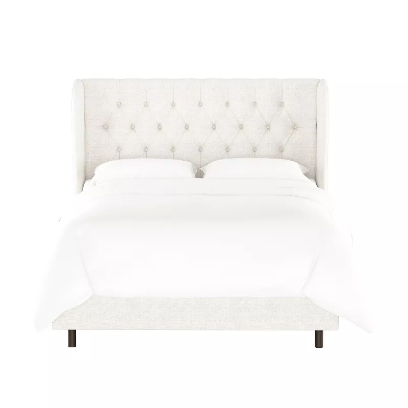 Tufted Woven Upholstered Wingback Bed - King - 2 BOXES - Image 2