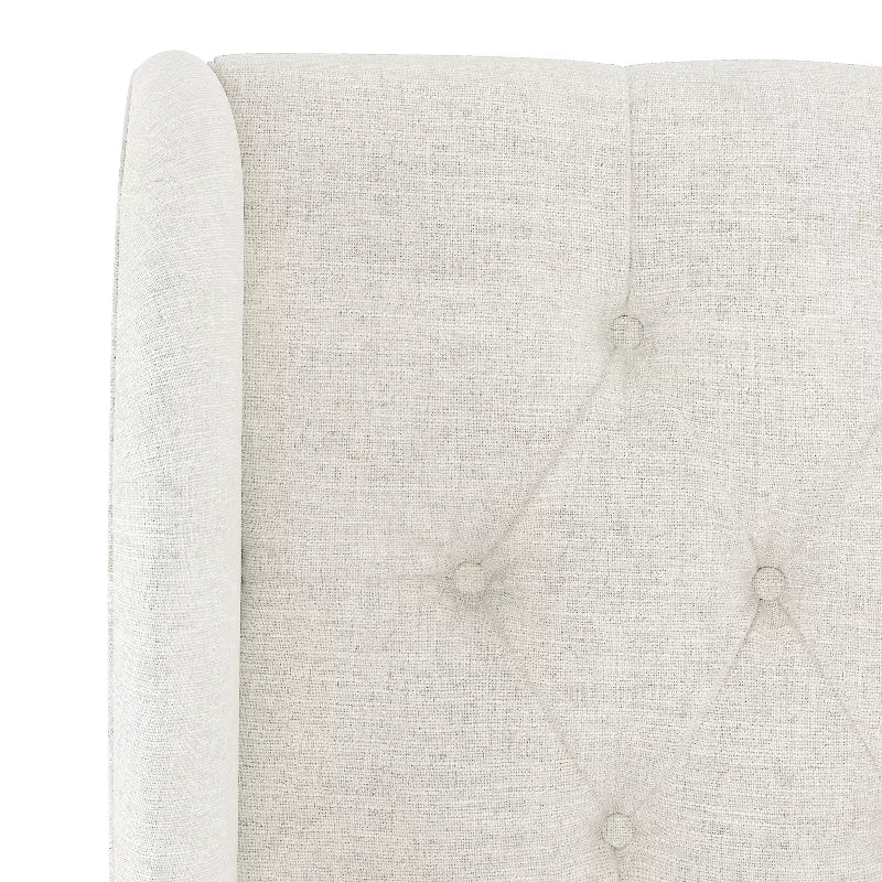 Tufted Woven Upholstered Wingback Bed - King - 2 BOXES - Image 3