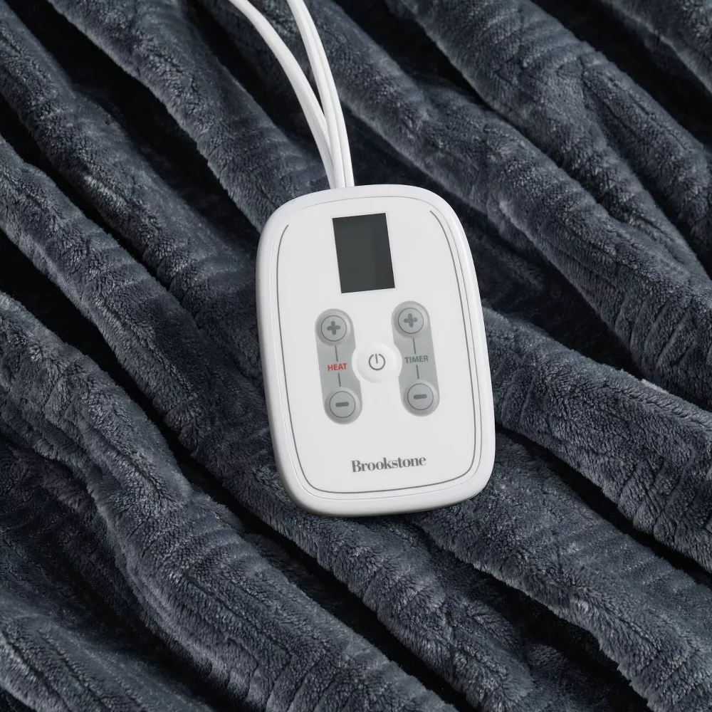 Twin Heated Micro Herringbone Blanket Gray - Image 5