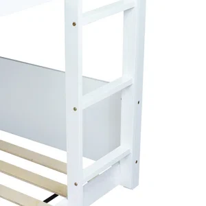Twin Over Twin House Floor Bunk Bed With Headboards - Image 4