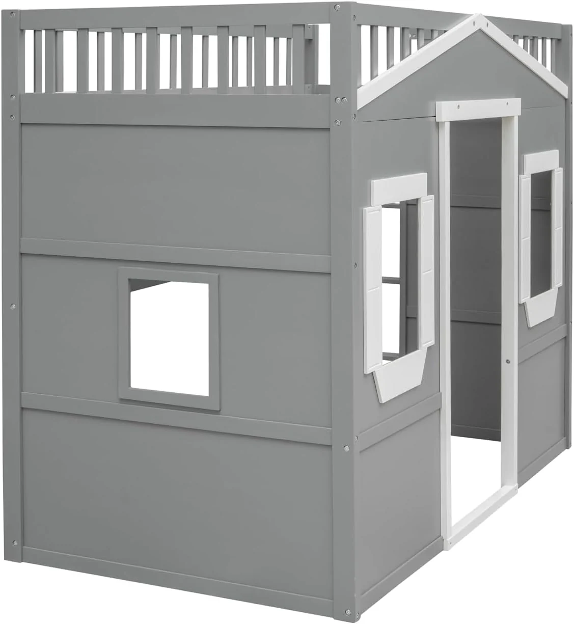 Designs House Loft Bed, with Ladder and Safety Guardrails, White+Gray, Twin 2-BOXES - Image 4