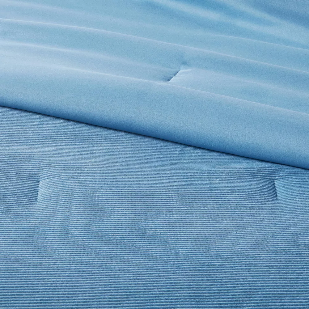 Twin/ Twin Extra Long Corduroy Plush Comforter Blue - Image 3