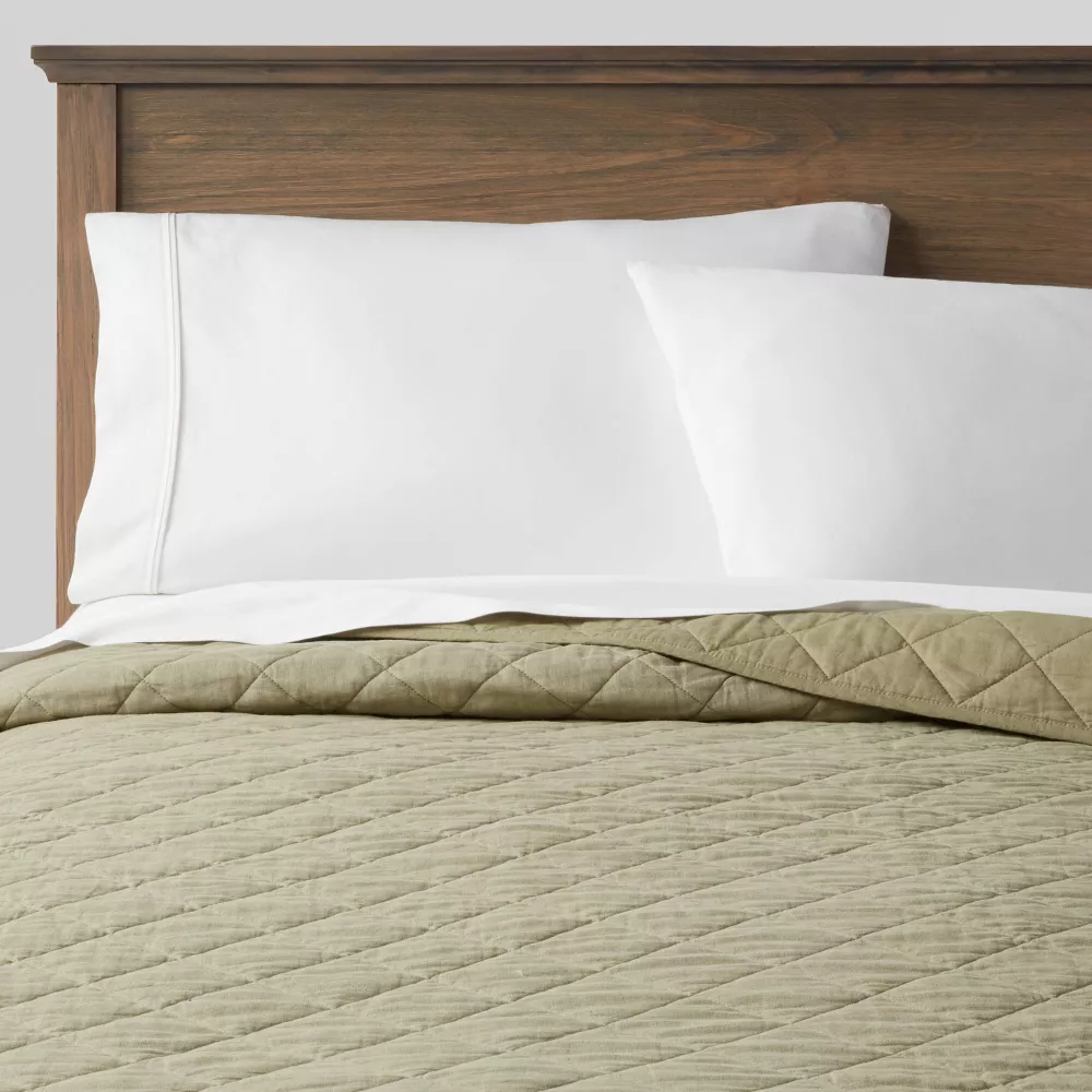 Diamond Stitch Cotton Linen Quilt Twin/Twin Extra Long