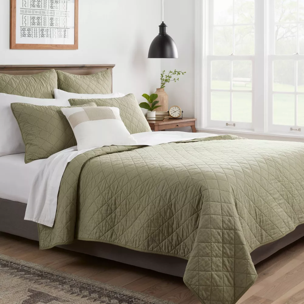 Diamond Stitch Cotton Linen Quilt Twin/Twin Extra Long - Image 4