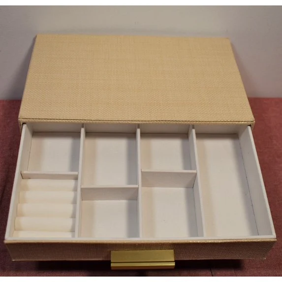 Two Drawer Woven Jewelry Organizer Cream, final cut - Image 4