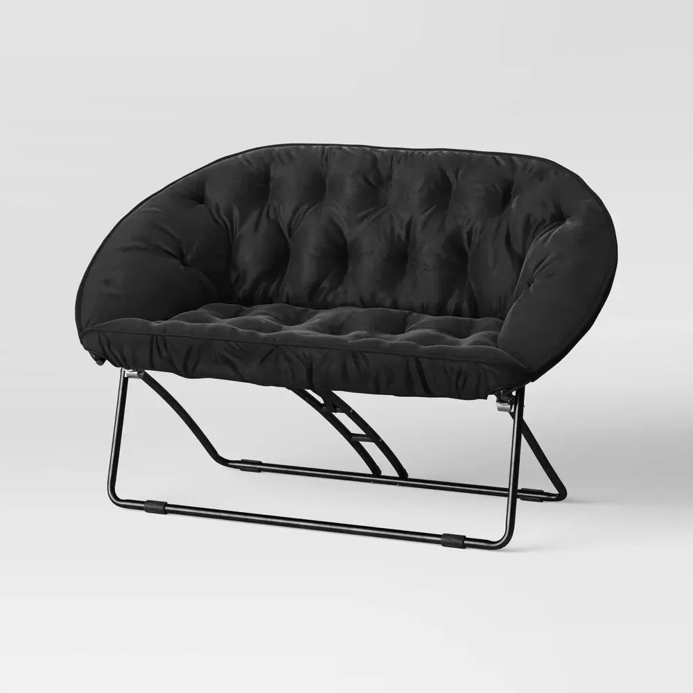 Two-Seater Pull Out Portable Folding Sofa In Black (2PCS/Case) - Image 2