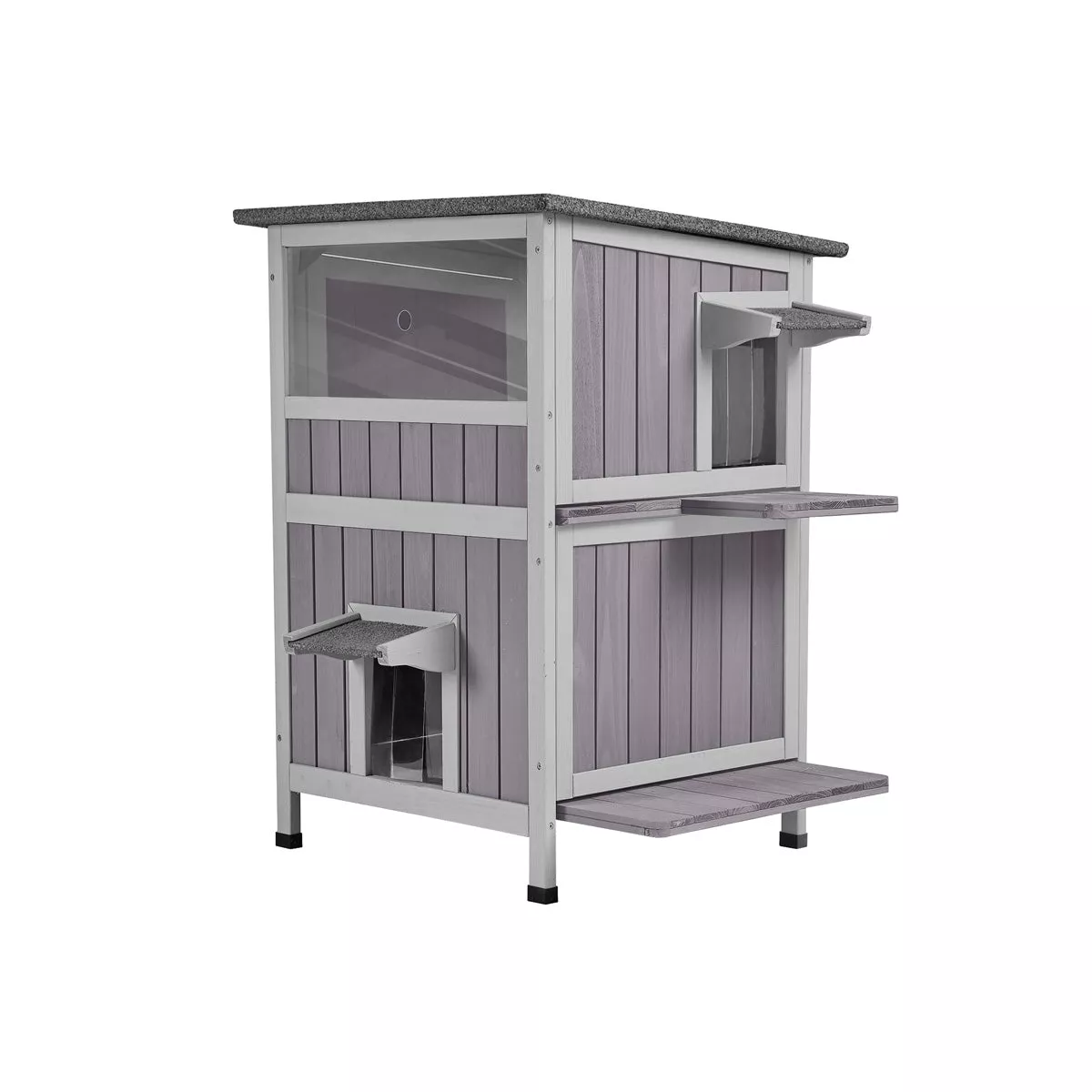 Two Tier Wooden Cat House| Waterproof Roof|Door Flaps