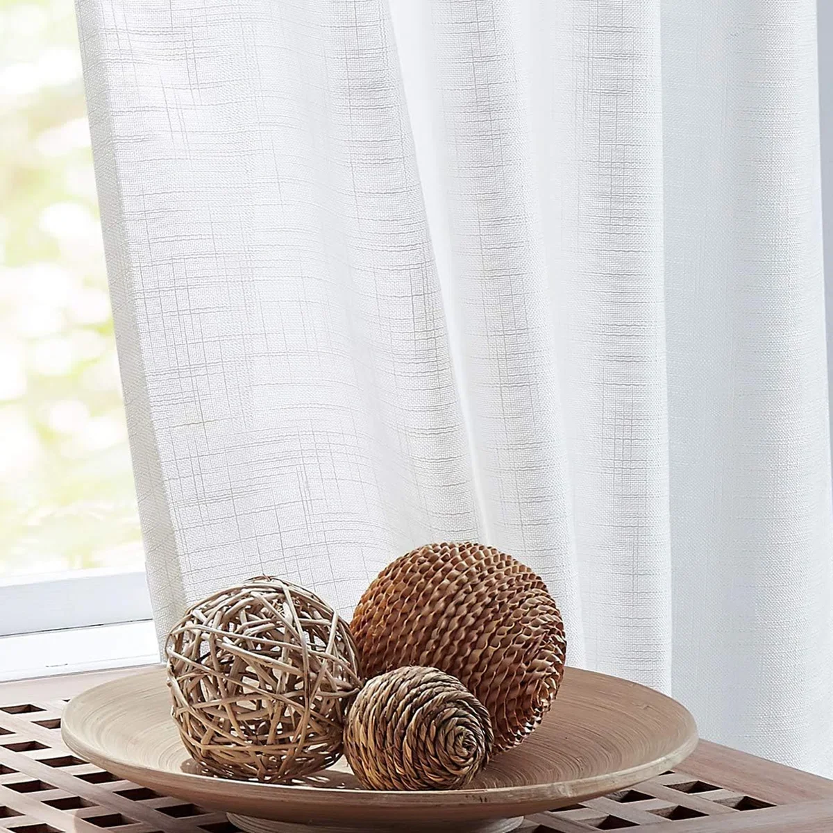 Tyrra Linen Semi Sheer Curtain Panel Pair Set of 2 - Image 3