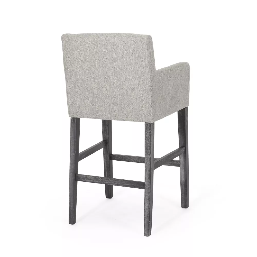 Upholstered Bar Stool Counter Stool Dining Chair Pub Stool, Light Gray, - Image 3