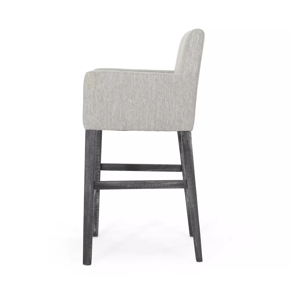 Upholstered Bar Stool Counter Stool Dining Chair Pub Stool, Light Gray, - Image 4