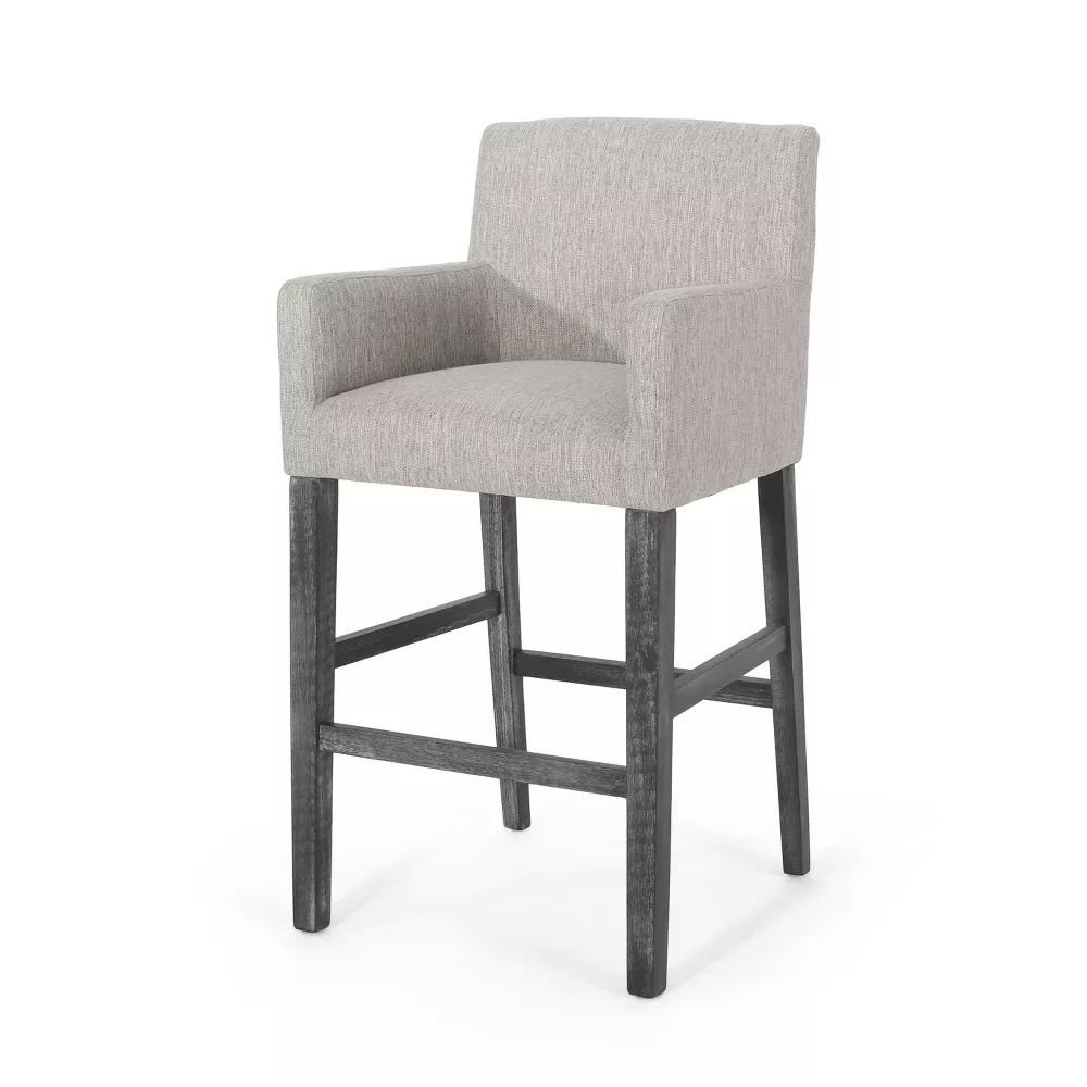 Upholstered Bar Stool Counter Stool Dining Chair Pub Stool, Light Gray, - Image 5