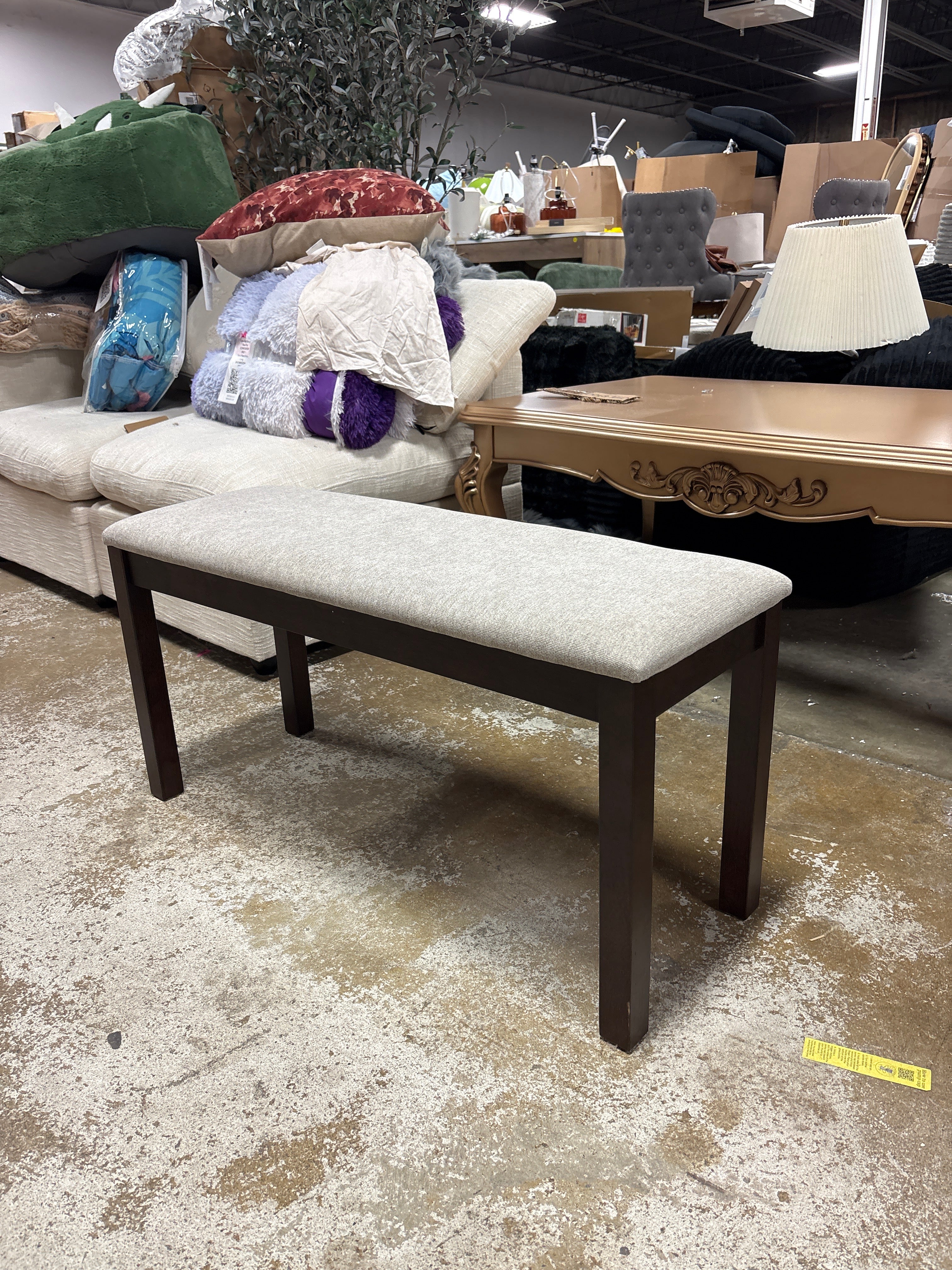 Upholstered Bench,38-inch Entryway Bench for Living Room,Dining Bench with Padded Seat and Solid Wood Leg SHOWROOM ITEM