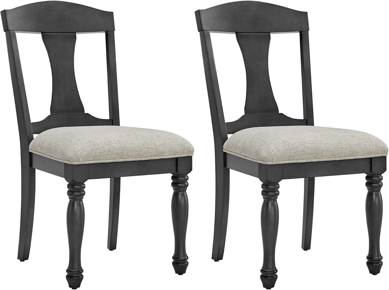 1-Piece Mid Century Modern Dining Chairs with Solid Rubber Wood Frame, Wooden Kitchen Chairs Dark Oak - Image 2