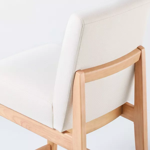Upholstered Natural Wood Slipper Counter Stool - Image 2