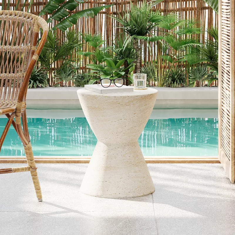 Urkta Hourglass Light Weight Concrete Side Table SHOWROOM ITEM