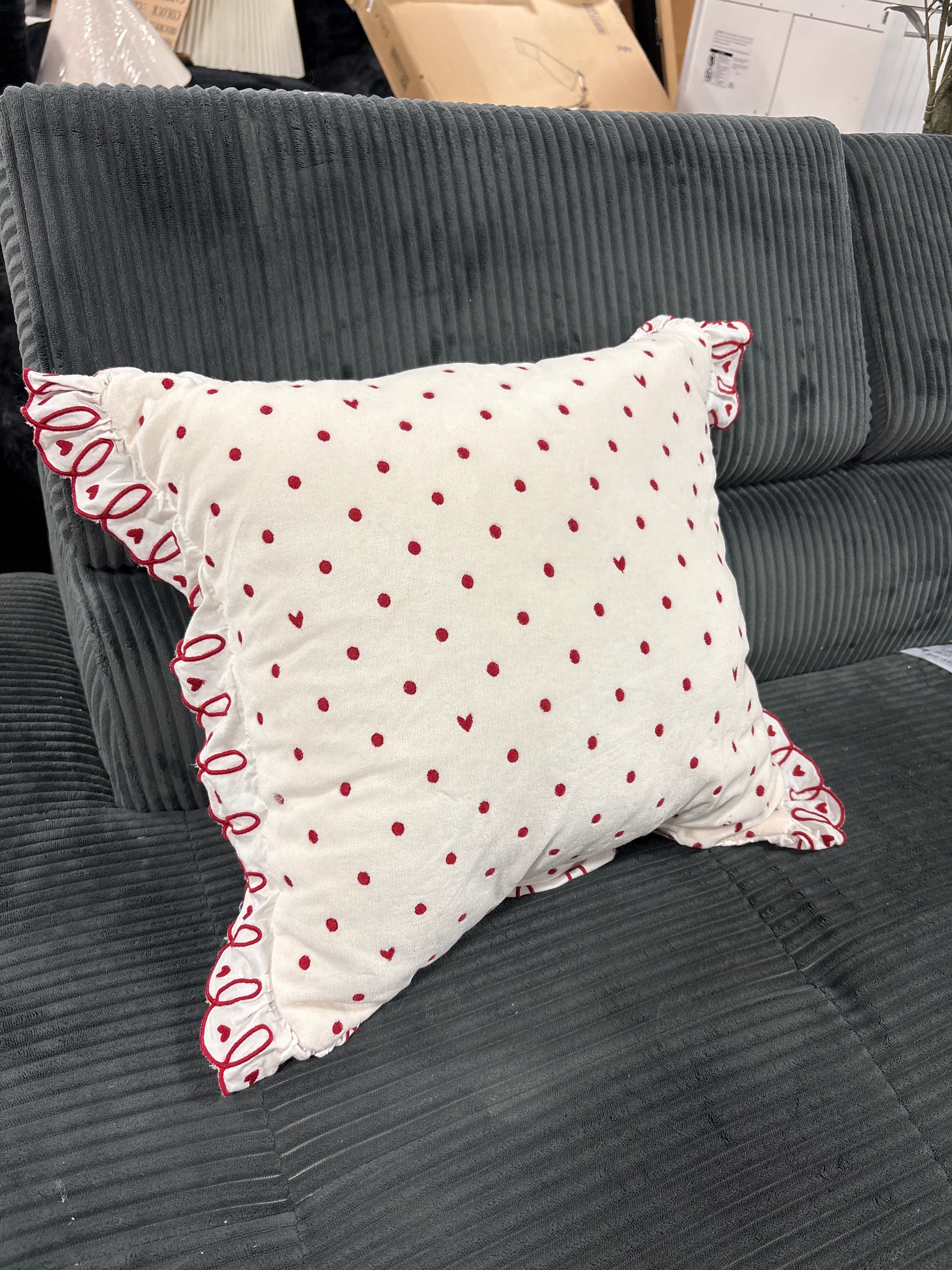 Valentine's Day Square Heart Dot Pillow with Scallop Trim - Threshold™ SHOWROOM ITEM - Image 2