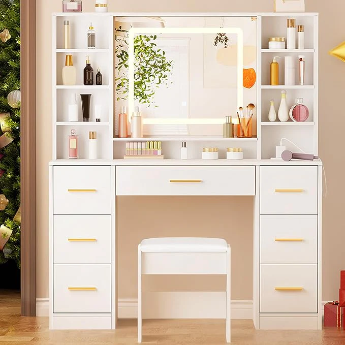 Vanity Desk Table with Lighted Mirror - Image 2