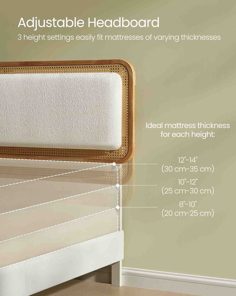 Queen Bed Frame with Rattan-Like Adjustable Headboard - Image 3