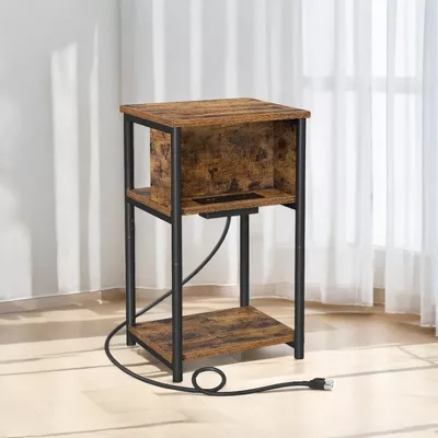 End Table with Charging Station, 3-Tier with USB Ports and Outlets Nightstand - Image 2